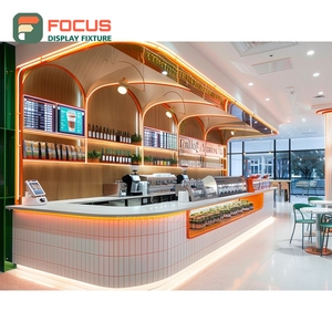 Durable Coffee Display Cabinet Laminate Wood Finish Syrup Bottle Display Area Coffee Display Cabinet - Product Image 6