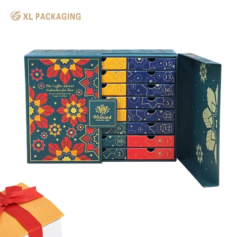 Wholesale Custom Logo 24 Boxes Luxury Cardboard Fashion Advent Calendar Box For Gift Box