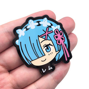 2 nuevo diseño 5cm alta calidad Anime <span class=keywords><strong>Re</strong></span>:Zero Ram Rem insignia de Metal pines para decoración de tela de mochila - Product Image 2