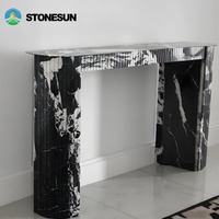 Table console en marbre naturel noir Napoléon personnalisée StoneSun, mobilier d'entrée moderne de luxe en marbre pour la maison ou l'hôtel