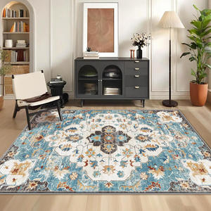 Alfombra Rectangular de Estilo Persa Azul Rey, Antideslizante, para Sala de Estar o Dormitorio, Imitación de Cachemira - Product Image 3