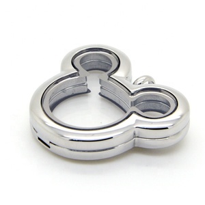 Nhà máy OEM chéo xương tam giác vuông hình chữ nhật khác nhau có hình dạng 316L kính thép không gỉ quyến rũ nổi lockets Mặt dây chuyền - Product Image 2