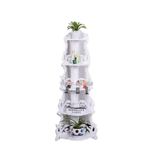 5-tier white wooden corner shelf for home decoration living room flower stand