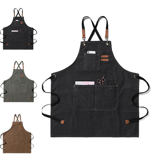 Cotton Canvas Sleeveless Waist Kitchen Aprons for Women & Men Chef Stylist Cafe/Restaurant Uniform Reusable Eco-Friendly
