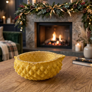 Cendrier en céramique jaune au design contemporain, texturé, pour comptoir, porte-cendres décoratif pour la maison et le bar - Product Image 1