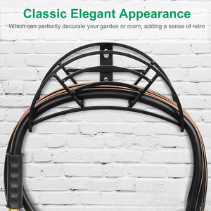 Support <span class=keywords><strong>tubulaire</strong></span> pour tuyau d'extérieur simple et robuste Support mural pour tuyau en métal noir Support de rangement pour tuyau Cintre pour jardin et cour - Product Image 4