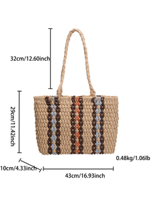 JIANUO Nuevas Bolsas de Mano de Paja Tejida de Gran Capacidad para el Verano, Bolsas de Playa Esenciales para <span class=keywords><strong>Viajes</strong></span> - Product Image 4