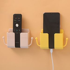 Support mural adhésif en plastique non perforé à prix abordable pour téléphone et télécommande, étagère de rangement murale - Product Image 2