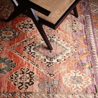 Tapis de luxe marocain en polyester, fabriqué à la machine, artisanal, style bohème contemporain, tissage plat, bouclé, jacquard imprimé