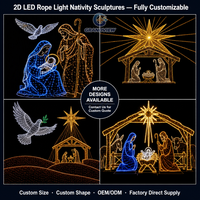 Luces LED Personalizadas con Diseño de Escena de Natividad 2D, Decoración con Motivos Luminosos, OEM ODM para Exhibiciones de Iluminación Comercial Navideña