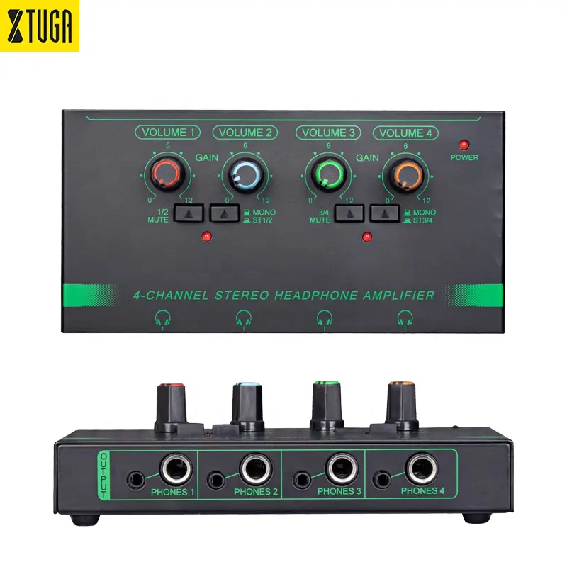 Xtuga EH04 Compact 4 Channel Monitor Headphone Amplifier Amp for Stage and Studios