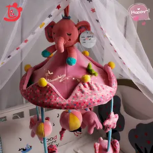 Oem красочные плюшевые слоны для младенцев, мягкие детские музыкальные подвесные игрушки, мобильные детские игрушки для кроватки