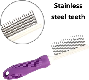 Peine para Mascotas NiBao, de Acero Inoxidable, con Dientes Largos y Cortos, para Perros y Gatos, para el Cuidado y la Limpieza - Product Image 2