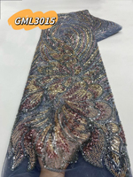 Tissu en dentelle pour robe de mariée, style couture 2025, dentelle perlée faite à la main, motif floral africain noir, pour robe complète