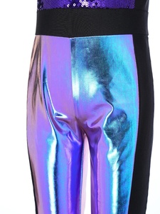 Traje de Discoteca para Niñas, Mono con Lentejuelas, Disfraz de los 70, Pantalones Metálicos Acampanados, Mono sin Mangas para Fiesta, Baile de Jazz, Personalizado para Niños - Product Image 5