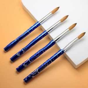 Factory Direct Sales Blue Mink Crystal Pen for Nail Use <b>Round</b> Head Reverse Insert Cover Synthetic Hair Material Sizes #2-#24 - Product Image 2