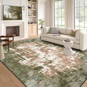 Tapis de salon noir avec bord <strong>blanc</strong>, doux et confortable pour le salon, chambre a coucher - Product Image 2