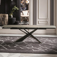 Table à manger moderne personnalisée, luxe léger, pieds en métal, verre trempé, pliable, 4 places, pour hôtel, appartement, salle à manger, meubles