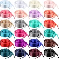 Lacets plats en satin polyester multicolores de 2 cm pour baskets, vente en gros, à décorer