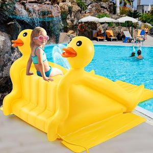 Inflatable Duck Water Slide With Spray Feature For Kids Pool Play Yellow 100-500kg Capacity - Product Image 1