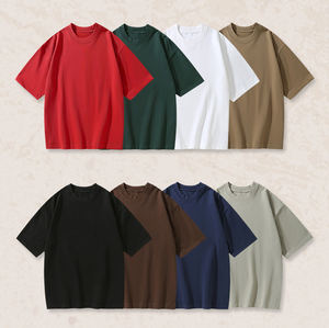 पुरुषों की 300 जी हैवीवेट समर टी-शर्ट शॉर्ट-आस्तीन आधा उच्च गर्दन ठोस रंग उच्च-अंत कढ़ाई तकनीक बुना हुआ कपड़े - Product Image 2