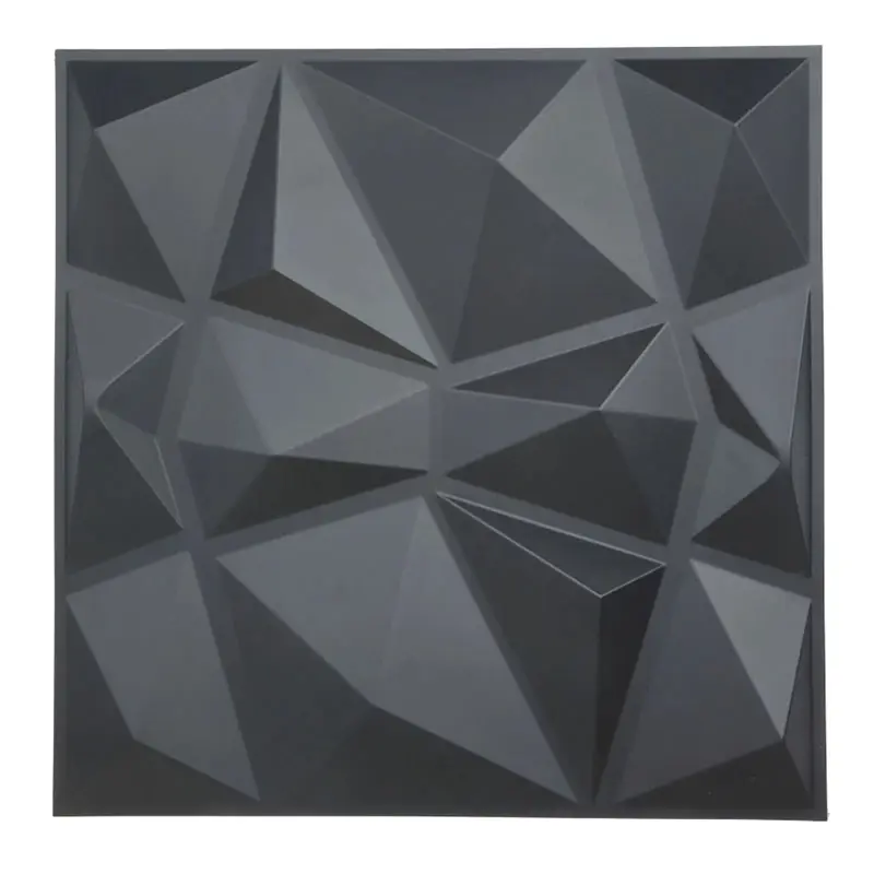 Matt Black Diamend Shape 3D PVC Wall Panel /Sticker For Wall Decoration