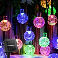 Guirlande solaire extérieure à lumières féériques en cristal, 8 modes, étanche, pour patio, jardin et décoration de fête