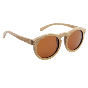 Gafas de sol redondas de madera hechas a mano con características chinas y lentes polarizadas, decoración de remaches y grabado láser personalizado - Product Image 2