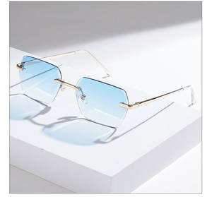 FW 21582ビンテージメンズメタルリムレスサングラスカスタムロゴブランドデザイナーファッションサングラス - Product Image 4