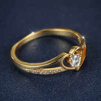 Bague en cuivre plaqué or 18 carats, creuse, sculptée, sertie de zircone cubique, pour femme, idéale pour mariage et soirée