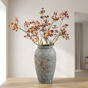 Vase de table en céramique artisanale en poterie rustique, finition perlée Art Déco, pour arrangement de fleurs séchées, décoration moderne pour la maison - Product Image 3