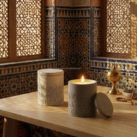 Bocaux à bougies en béton de luxe gaufrés Coran, décorations de bureau islamiques pour l'Aïd al-Fitr et le Ramadan, support personnalisable avec logo