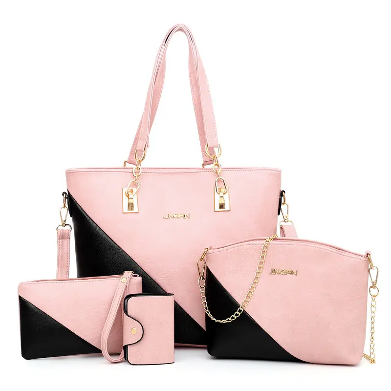 4 Pieces Custom Ladies PU Handbags 4pcs bag set Classic Women Bags for wholesale