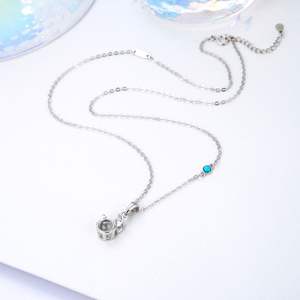 Collar de Moda de Verano Pasirley, Plata de Ley 925, Eslabones de Turquesa, Doce Constelaciones (6/22 7/22) Cáncer, Personalizado, Unisex - Product Image 4