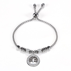 Pulsera Ajustable LifeTree de Acero Inoxidable con Cuentas, 14mm, Unisex, Regalo, Joyería, Diseño de Planta, Amuleto de Árbol - Product Image 3