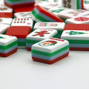 Juego de Mahjong de Plástico Rojo de Lujo Moderno, en Oferta, con Fichas Acrílicas Grabadas de Cuatro Capas en Estilo Navideño para Póker - Product Image 4