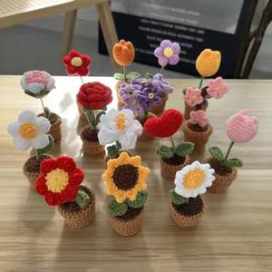 Décoration florale au crochet faite à la main, motif tournesol et rose, en fil tricoté, pour la <span class=keywords><strong>maison</strong></span> et l'intérieur de voiture, cadeau, vente directe usine - Product Image 2