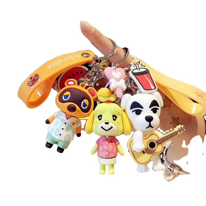 Lilangda Animal Crossing Son Doll Car Keychains Men Women Lovers Key Chain Pendant Small Cute Key Ring Accessories Fashion Game