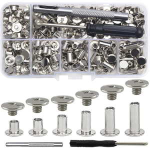 Nut Kit tùy chỉnh ren bài thiết lập Đầu phẳng đinh tán ốc vít bu lông nữ nam vành đai da cuốn sách ràng buộc Chicago vít - Product Image 1