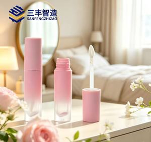 Custom Private Label Luxury Empty Gradient Pink Green Yellow <b>Lip</b> <b>Gloss</b> Frosted Tubes With Wand Brush - Product Image 3