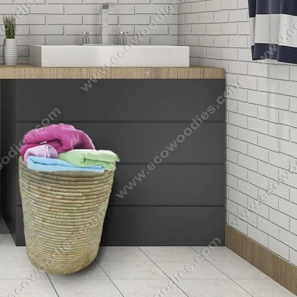 Wholesale Hot Selling Custom Bathroom Kids Toys Bins Hamper Basket Hand Woven Wicker Rope Laundry Storage Basket