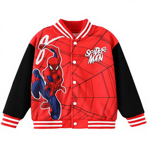 For Spider-Man Lightweight Button-Up Color Block <strong>Sweatshirt</strong> Jacket for 2-14 Years - Product Image 1