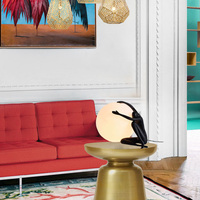TOGETHER Fasion Antique Design Led Verre Lampe De Bureau De Chevet Art Humain Noir Résine Étude Moderne Nordique Lampe De Table pour Chevet