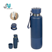Bouteille d'eau isotherme en acier inoxydable de 500 ml avec fond amovible, sangle bandoulière, isolation thermique 12-24 heures, sans BPA