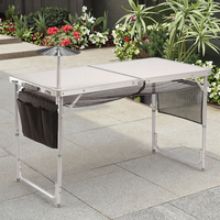 Table pliante de ménage super légère Alu. Pieds réglables en hauteur pour dîner en plein air BBQ Camping Table & Chair Set