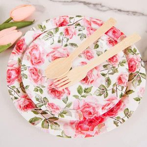OEM Vintage Floral Paper <b>Plates</b> 9 Inches Modern Factory Direct for Tea Parties Bridal <b>Showers</b> Baby <b>Showers</b> Outdoor Lunch - Product Image 2