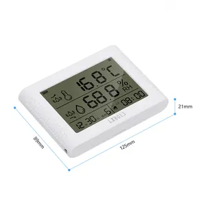 Pantalla LCD retroiluminada de temperatura y humedad y pantalla de tiempo de calendario perpetuo termómetro