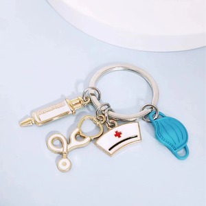 Mode émail infirmière médecin alliage porte-clés Injection seringue aiguille médical stéthoscope porte-clés pour médecin infirmière jour cadeau - Product Image 4