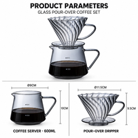 Kingze Outils de goutteur de café Barista personnalisés 600ml Serveur d'espresso en verre borosilicaté Verser sur la cafetière