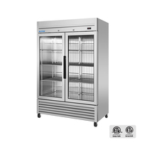 Congélateur vertical commercial en acier inoxydable à 3 portes vitrées, 1930 L, pour aliments surgelés